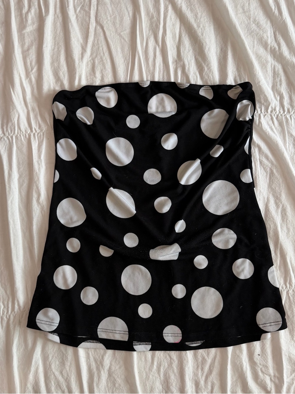 K Too Vintage Draped Polka Dot Strapless Tube Top